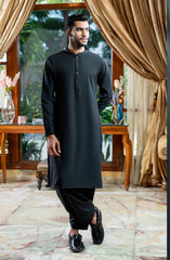 BLACK EMBROIDERED BLENDED KAMEEZ SHALWAR