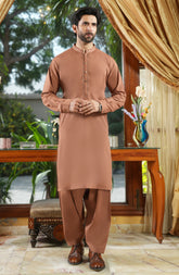CAMEL EMBROIDERED BLENDED KAMEEZ SHALWAR