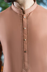CAMEL EMBROIDERED BLENDED KAMEEZ SHALWAR