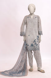 EMBROIDERED PRINTED CAMBRIC STITCHED 3 PIECE