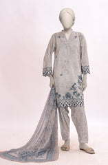 EMBROIDERED PRINTED CAMBRIC STITCHED 3 PIECE