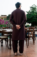 MAROON EMBROIDERED BLENDED KAMEEZ SHALWAR