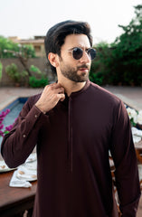 MAROON EMBROIDERED BLENDED KAMEEZ SHALWAR