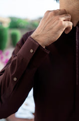 MAROON EMBROIDERED BLENDED KAMEEZ SHALWAR