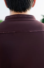 MAROON EMBROIDERED BLENDED KAMEEZ SHALWAR