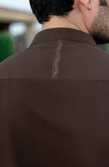 BROWN EMBROIDERED BLENDED KAMEEZ SHALWAR