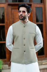 SAND EMBROIDERED BLENDED WAISTCOAT