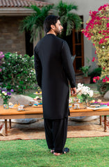 BLACK EMBROIDERED BLENDED KAMEEZ SHALWAR