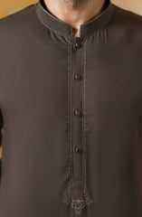 CHOCOLATE BROWN EMBROIDERED BLENDED KAMEEZ SHALWAR