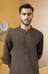 CHOCOLATE BROWN EMBROIDERED BLENDED KAMEEZ SHALWAR