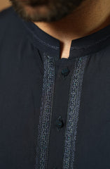 NAVY EMBROIDERED BLENDED KAMEEZ SHALWAR