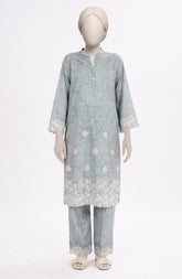 EMBROIDERED PRINTED CAMBRIC STITCHED 2 PIECE