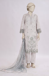 EMBROIDERED PRINTED LAWN STITCHED 3 PIECE