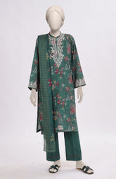 EMBROIDERED CAMBRIC STITCHED 3 PIECE