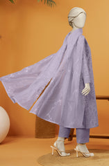 RAW SILK EMBROIDERED STITCHED 3 PIECE