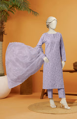 RAW SILK EMBROIDERED STITCHED 3 PIECE