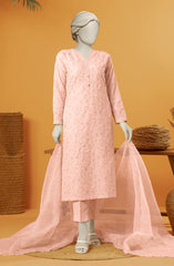 EMBROIDERED RAW SILK 3 PCS UNSTITCHED