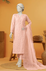 RAW SILK EMBROIDERED STITCHED 3 PIECE