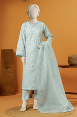 RAW SILK EMBROIDERED STITCHED 3 PIECE