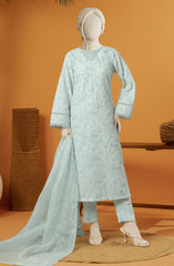 RAW SILK EMBROIDERED STITCHED 3 PIECE