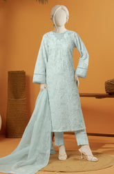 EMBROIDERED RAW SILK 3 PCS UNSTITCHED