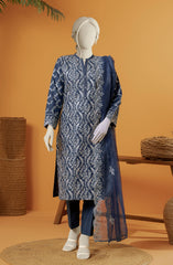 RAW SILK EMBROIDERED STITCHED 3 PIECE