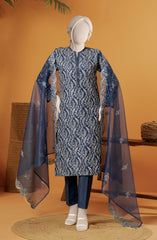 RAW SILK EMBROIDERED STITCHED 3 PIECE