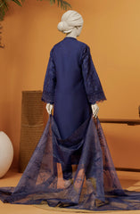 RAW SILK EMBROIDERED STITCHED 3 PIECE