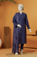 RAW SILK EMBROIDERED STITCHED 3 PIECE