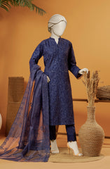 RAW SILK EMBROIDERED STITCHED 3 PIECE