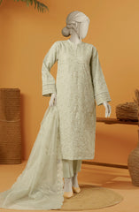 RAW SILK EMBROIDERED STITCHED 3 PIECE