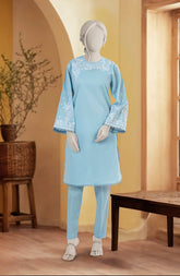 EMBROIDERED CHAMBRAY STITCHED 2 PIECE