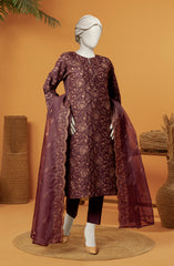 EMBROIDERED RAW SILK 3 PCS UNSTITCHED