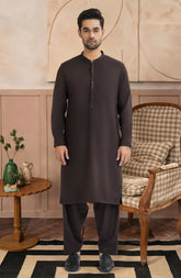 CHOCOLATE BROWN BLENDED EMBROIDERED KAMEEZ SHALWAR