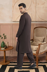 CHOCOLATE BROWN BLENDED EMBROIDERED KAMEEZ SHALWAR
