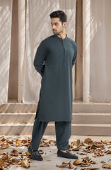 TEAL-GREEN BLENDED EMBROIDERED KAMEEZ SHALWAR