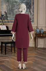 EMBROIDERED CROSS HATCH STITCHED 2 PIECE