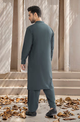 TEAL-GREEN BLENDED EMBROIDERED KAMEEZ SHALWAR
