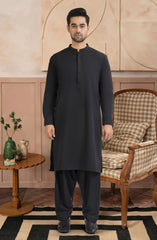 BLACK BLENDED EMBROIDERED KAMEEZ SHALWAR