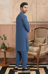 TEAL BLUE BLENDED EMBROIDERED KAMEEZ SHALWAR