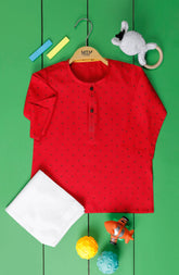 FESTIVE'23 INFANT PRINTED KAMEEZ SHALWAR RED