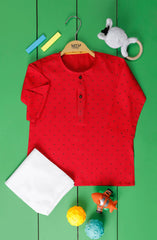 FESTIVE'23 INFANT PRINTED KAMEEZ SHALWAR RED