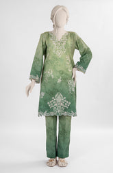 PRINTED EMBROIDERED CAMBRIC STITCHED 2 PIECE