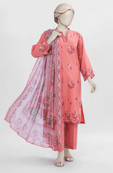 EMBROIDERED CAMBRIC STITCHED 3 PIECE