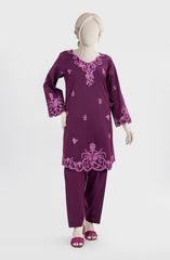 EMBROIDERED CAMBRIC STITCHED 2 PIECE