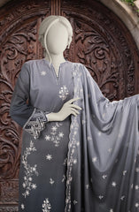 EMBROIDERED TWILL VISCOSE 3 PCS UNSTITCHED