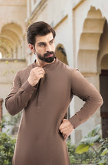 LEATHER-BROWN BLENDED KAMEEZ SHALWAR