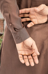LEATHER-BROWN BLENDED KAMEEZ SHALWAR