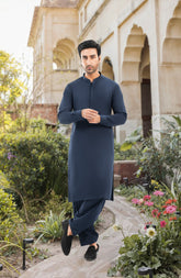 NAVY 100% COTTON KAMEEZ SHALWAR