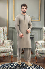 DARK-FAWN BLENDED KAMEEZ SHALWAR